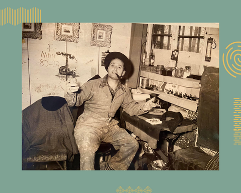 Rencontre Féola Charles Féola jeune dans son atelier