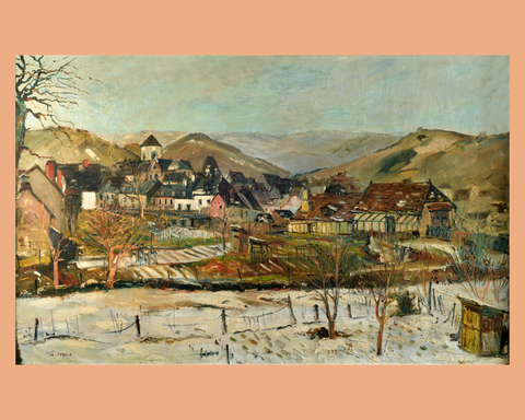 Argentat, vue générale, neige Tableau vue d'Argentat au loin sous la neige