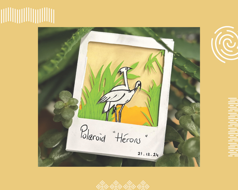 Composition papier représentant un couple de hérons