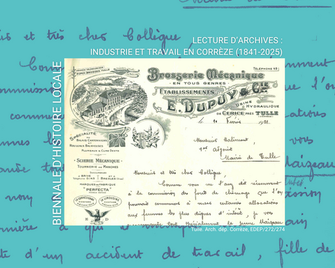 Biennale lecture d'archives Détail d'un courrier de 1921 manuscrit avec entête illustrée